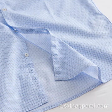 Camicia casual da uomo a maniche lunghe a quadri blu